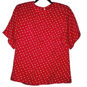 Vintage Argenti 100% Silk Jacquard Floral Tone on Tone Short Sleeve Top, Size 8